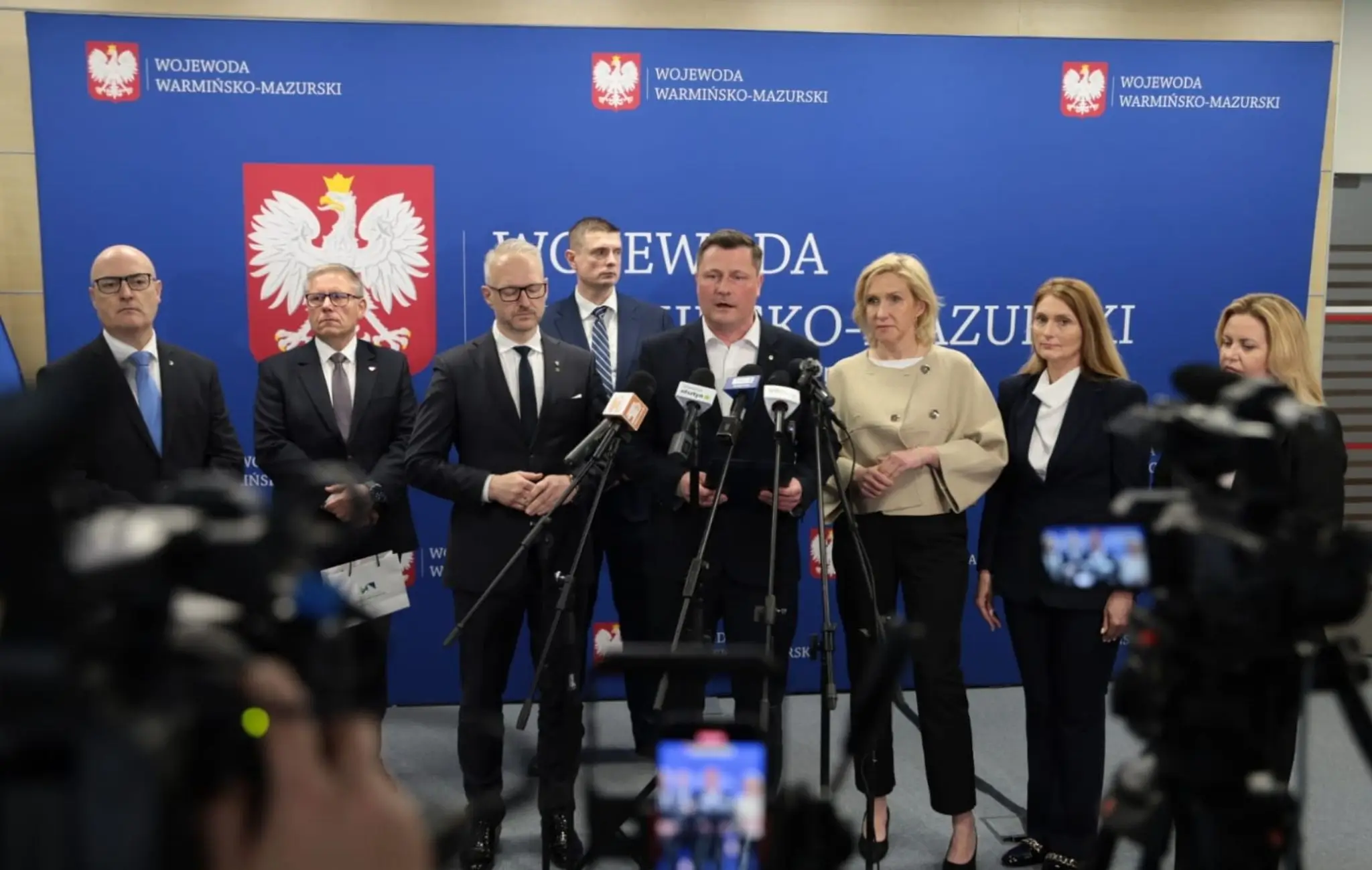Konferencja prasowa Ministra Krzysztofa Paszyka w Olsztynie. Fot. MRiT